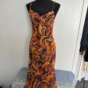 Retro mesh psychedelic print midi dress. NWOT.